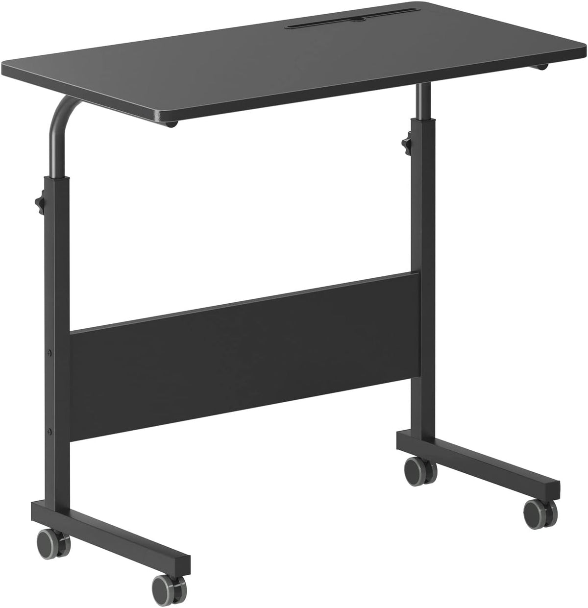 DlandHome Side Table 31.4 Inches w/Tablet Slot & Wheels Adjustable C Table