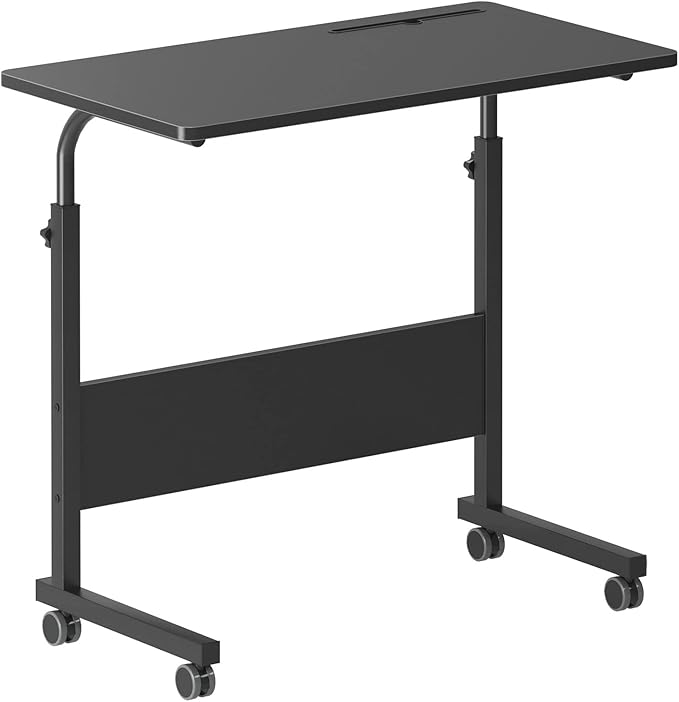 DlandHome Side Table 31.4 Inches w/Tablet Slot & Wheels Adjustable C Table by DlandHome
