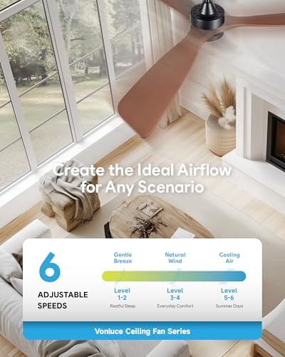 vonluce wood ceiling fan with lights 52 inch, close-up detail