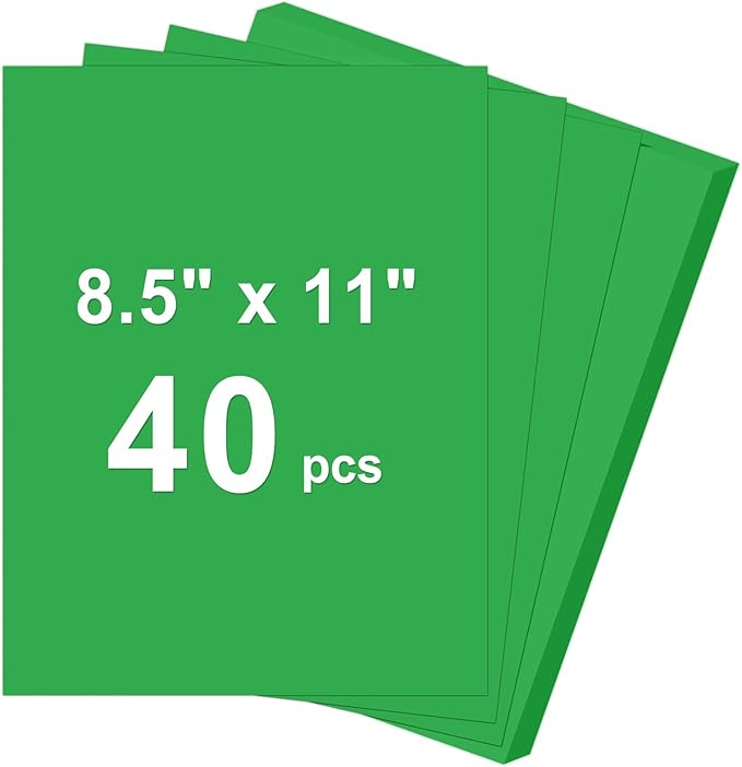 40 Sheets Cardstock 8.5x11, 65lb Dark Green Card Stock, Construction Paper by Glyanlee