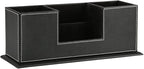 KINGFOM Office Supplies Desk Organizer PU Leather Storage Box 4 Divided - Image 5