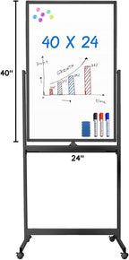 maxtek Magnetic Mobile White Board, 40 x 24 Double Sided Dry Erase Board - Image 10