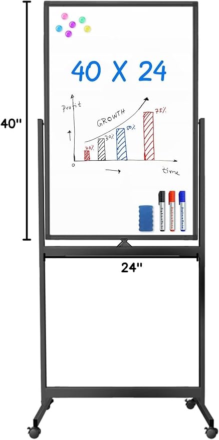 maxtek Magnetic Mobile White Board, 40 x 24 Double Sided Dry Erase Board - Image 10
