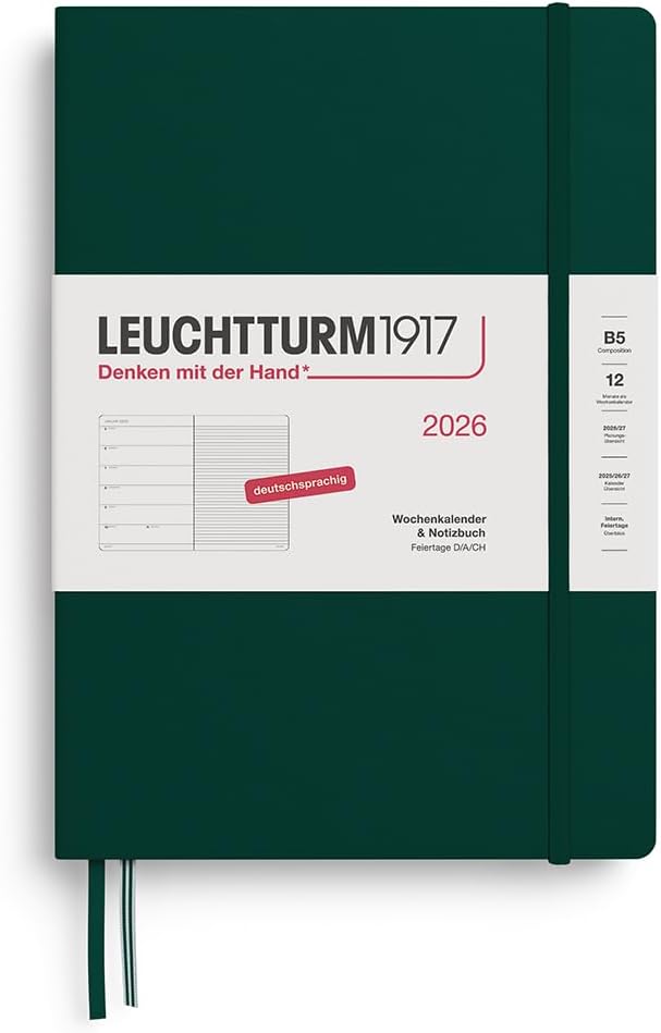 LEUCHTTURM1917 372478 Weekly Calendar & Notebook Medium (A5) 2026, 12 Mon...