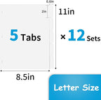 Binder Dividers for 3 Ring Binder, 1/5 Cut Tabs, Letter Size, Blank Write On - Image 2