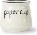Farmhouse Ceramic Paper Clip Holders (Beige) | Ceramic, farmhouse, paper clips, binder clips, push pins, organizer, desk, cute, 12oz, durable, easy-clean, compact, non-slip