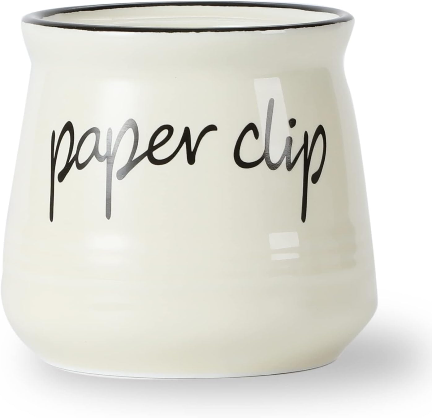 Farmhouse Ceramic Paper Clip Holders (Beige) | Ceramic, farmhouse, paper clips, binder clips, push pins, organizer, desk, cute, 12oz, durable, easy-clean, compact, non-slip