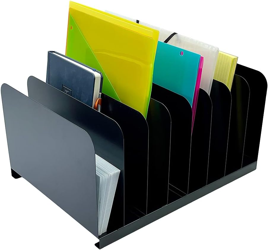 Huron Desktop File Binder Organizer Storage Vertical 8 Slot, Black Commercial...
