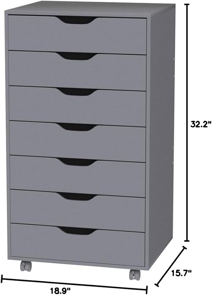 Naomi Home 7-Drawer Grey Dresser - Image 2