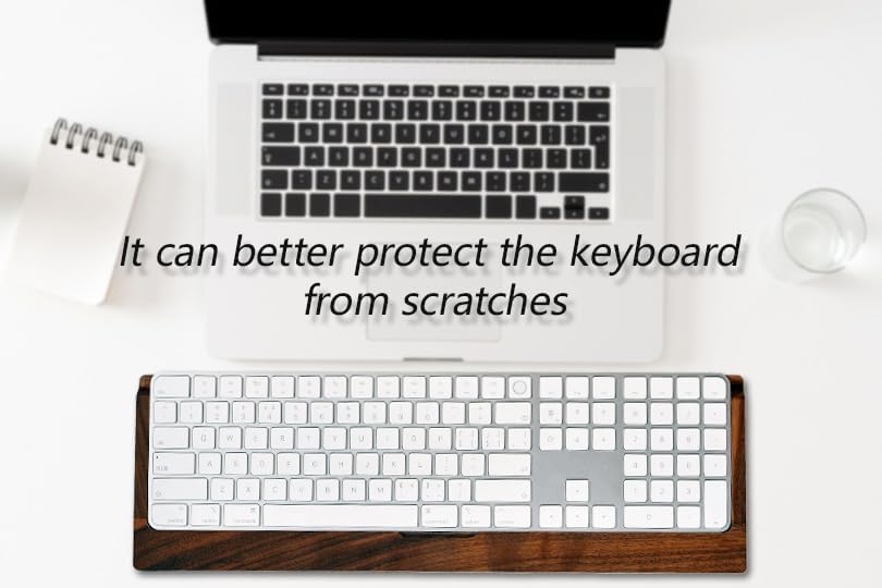 SAMDI Apple iMac Stand Base, Stainless Steel/Wooden Keyboard Tray - Magic Key...