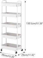 Sywhitta 5-Tier Plastic Rolling Utility Cart - Image 8