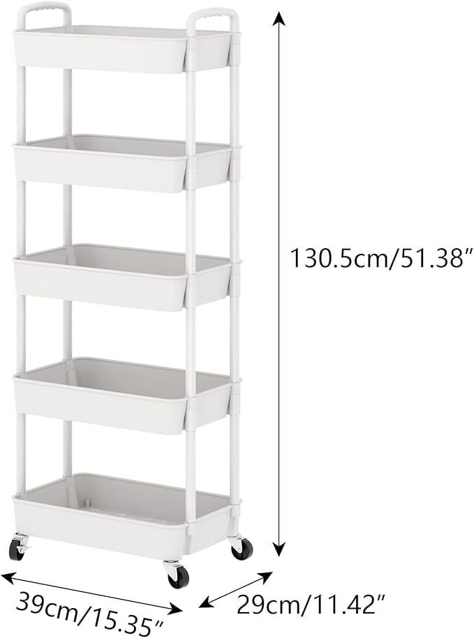 Sywhitta 5-Tier Plastic Rolling Utility Cart - Image 8
