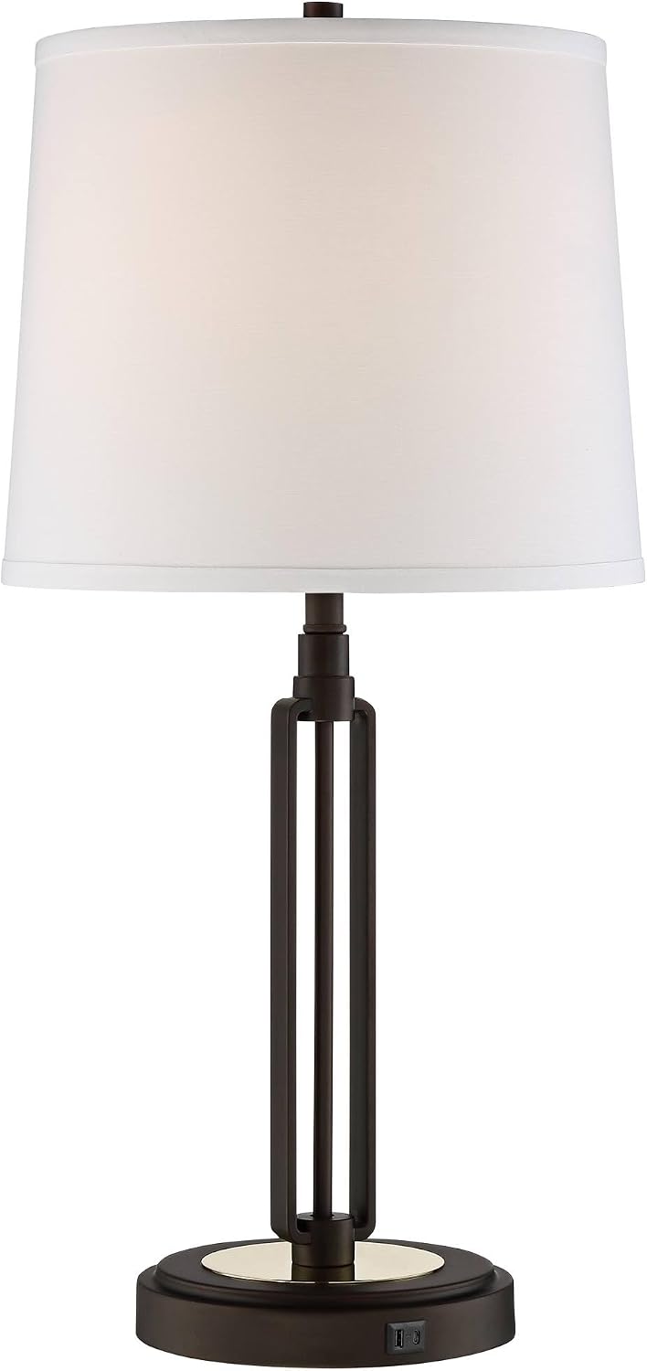Javier 24 1/2" High Table Lamp USB and Outlet Bronze Brown Plug