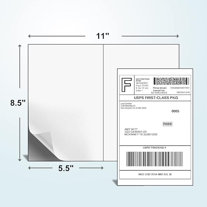 BESTEASY 16000 Half Sheet Self Adhesive Shipping Labels, Laser/Ink Jet White - Image 2