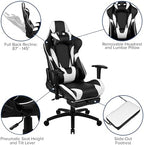 Flash Furniture Optis Black Gaming Desk and Black Footrest Reclining Gaming Chair Set with Cup Holder, Headphone Hook, and Monitor/Smartphone Stand | Cup Holder, Headphone Hook, Monitor/Smartphone Stand