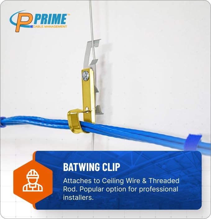 3/4" Heavy Duty Metal Batwing J-Hook Cable & Wire Support Hangers wi...