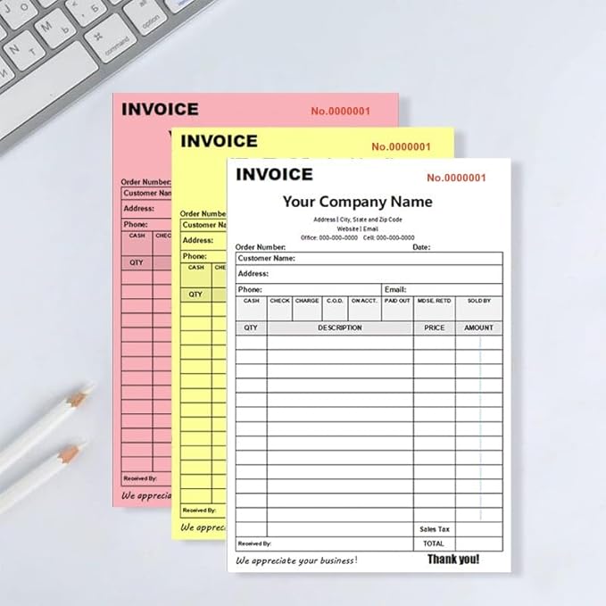 Personalized Invoice Book Custom 2 Part/3 Part Receipt Book Quote Estimate - Image 5