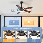 depuley 42-inch ceiling fan with light: walnut ceiling, side view
