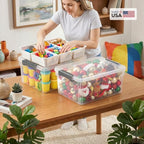 17qt 2packs clear craft organizers and storage with, front angle view
