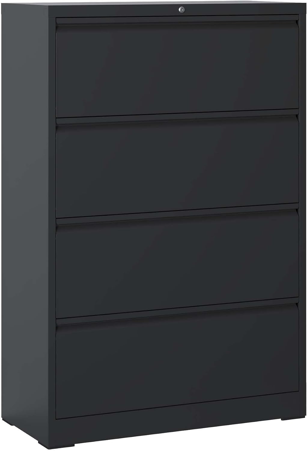 4-Drawer Office File Cabinet, Home Desk Organizer, Lateral File Cabinet with Lock – Heavy-Duty Metal, Filing Cabinet for Home Office, Wide Storage for Letter/Legal/A4/F4, Full-Extension Quiet Slides