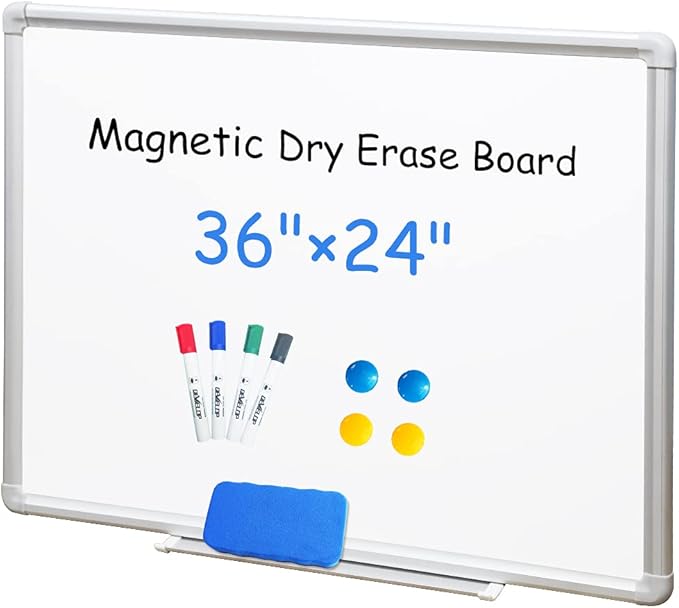 DEVELOP Magnetic Dry Erase White Board 24x36 Inch, Aluminum Frame Wall-Mounted by DEVELOP