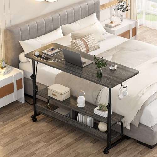 Armocity 47" Rolling Standing Desk with Charging Station for Couch Bed