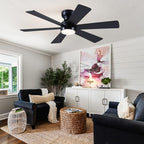 asyko 46"black 6-blade modern low profile ceiling fan, view 9