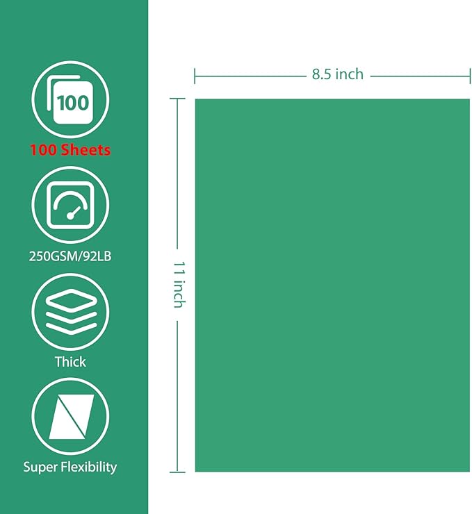 OcePor 100 Sheets Christmas Green Cardstock Paper, Colored Printer Paper 8.5 x - Image 2