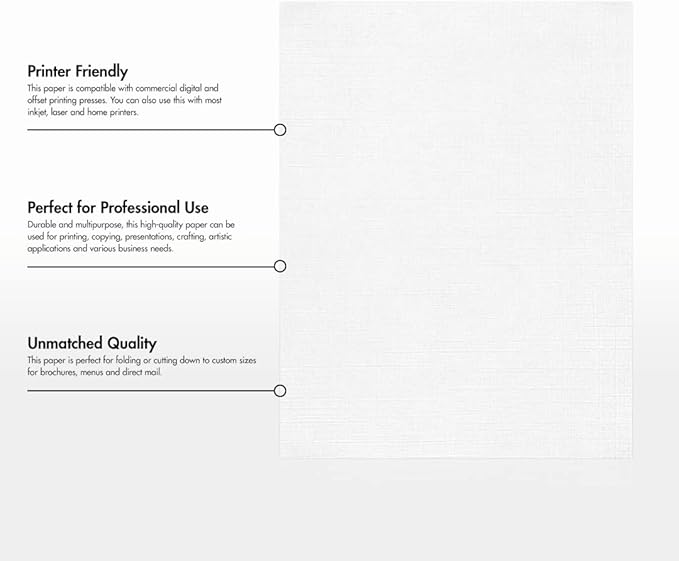 LUXPaper 8.5" x 11" Classic Linen Paper | Letter Size | Avon Brilliant White | - Image 8