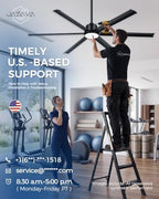 72-inch large ceiling fan with light, aluminum blades,matte, side view