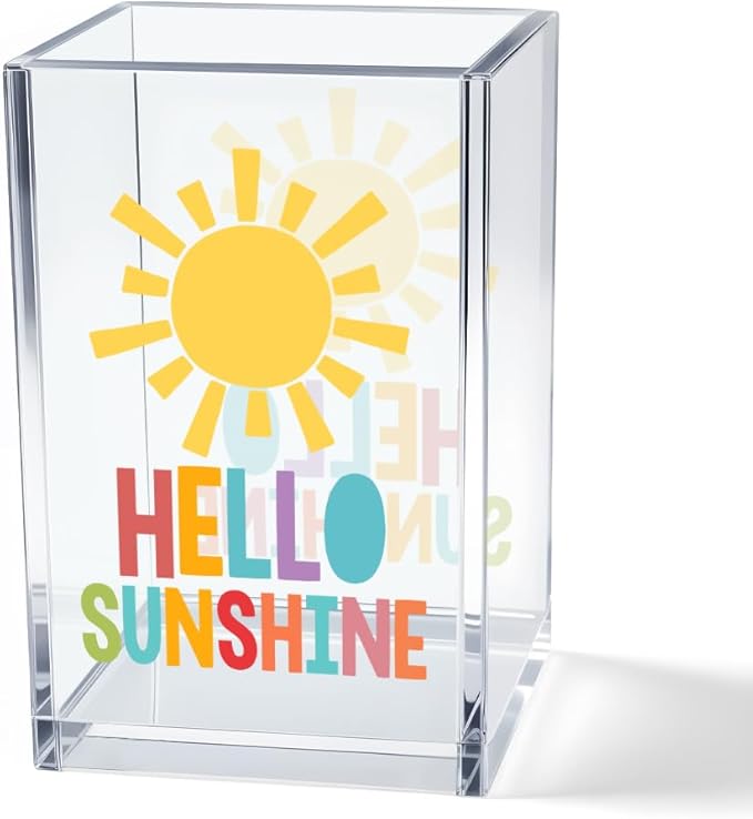 Vgrti Hello Sunshine Acrylic Cosmetic Pencil Pen Holder Cup, Inspirational by Unknown
