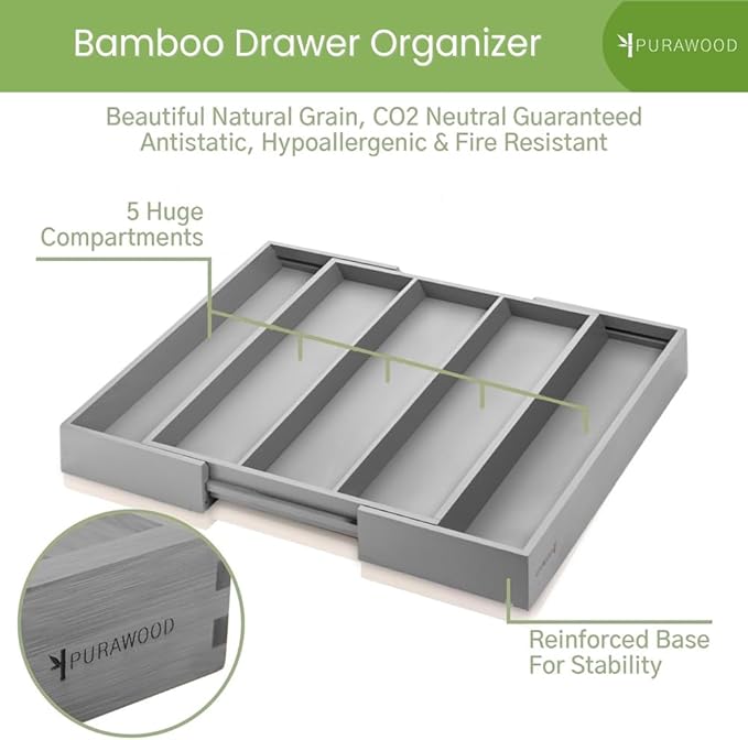 Purawood Kitchen Drawer Organizer - Image 3