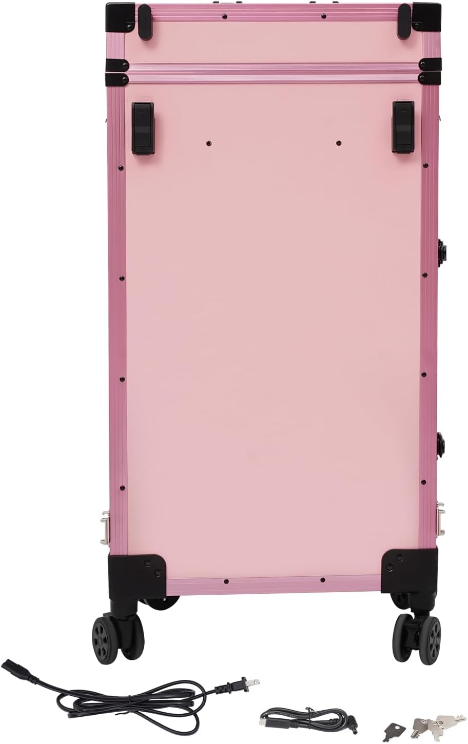 Rolling Makeup Train Case with 4 Drawers&Mirror, Foldable Makeup Nail Des...