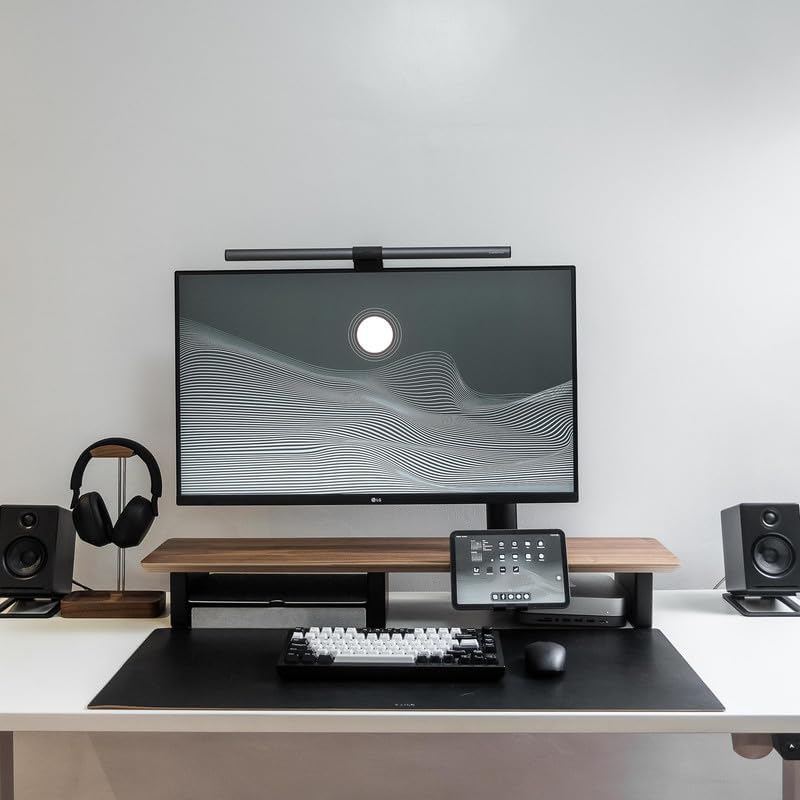 Raico Desk Cockpit Shelf Monitor Stand System Dual Screen Setup Wood Large De...
