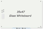 Magnetic Whiteboard, Glass Dry Erase Board 4' x 3' White Surface, Home School by JJworldwide