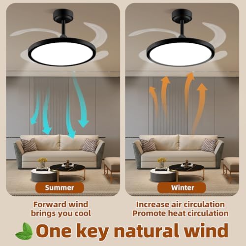 baysquirrel slim retractable ceiling fan with lights and, side view