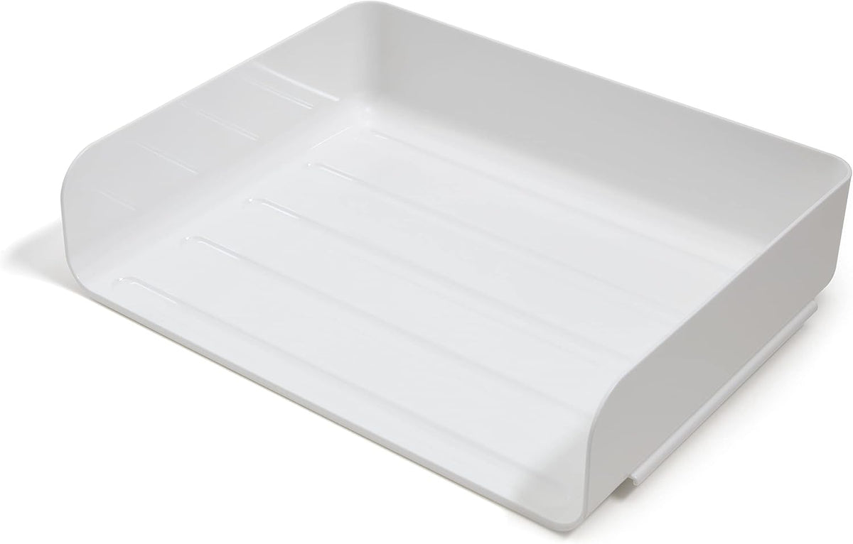 TRU RED Side-Load Stackable Plastic Letter Tray, White