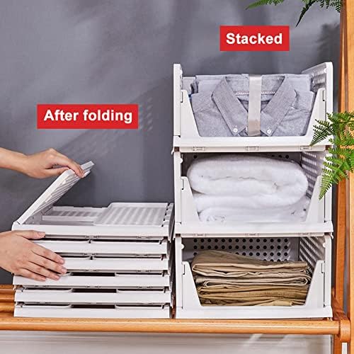 yazi 5 Pack Large Plastic Stackable Closet Storage Boxes