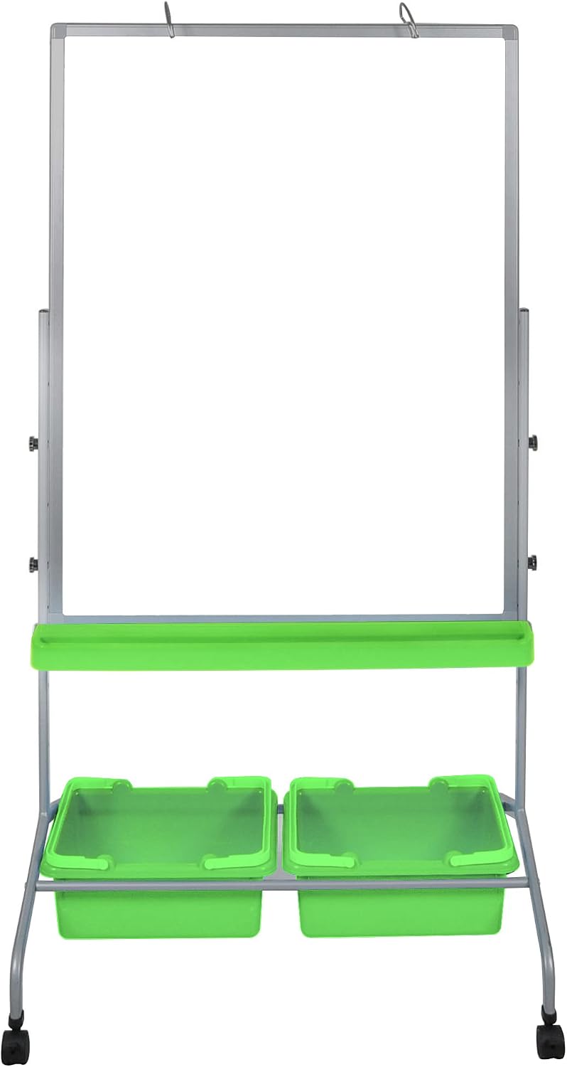 Stand Up Desk Store Mobile Whiteboard and Flipchart Easel with Storage Bins a...