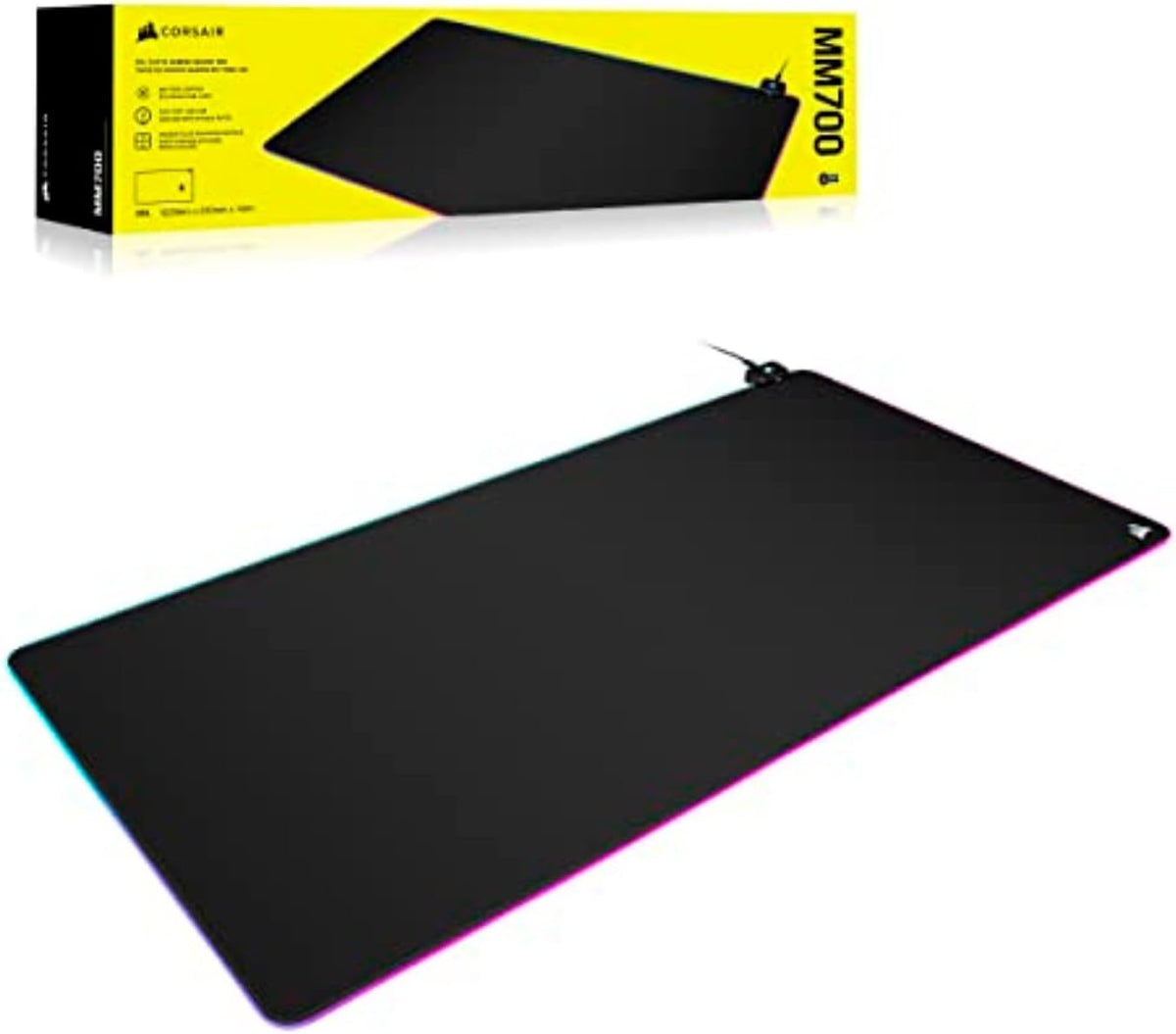 Corsair MM700 RGB Extended 3XL Cloth Gaming Mouse Pad/Desk Mat – Black
