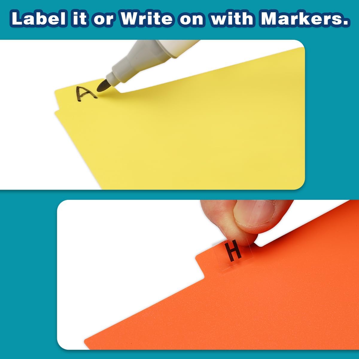 Chell 4"x6" Plastic Index Card Dividers, Primary Colors, 25 Pack | Heavyweight, A-Z, Made of Polypropylene, Alphabetical Stickers, Blank Stickers