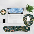Ergonomic Mouse Pad with Wrist Rest and Keyboard Wrist Rest, Mousepad | Memory Foam Wrist Rest for Computer Keyboard, Pain Relief, Non-Slip Base, Mouse Pad Wrist Support for Gaming, Green Flowers