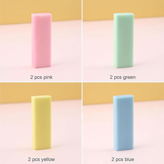 BetterJonny Sliding Retractable Eraser, 4 Color Push Pull Erasers and 8 Refills - Image 7