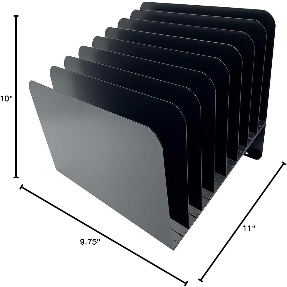 Huron Steel Wire Adjustable Vertical 8-Slot Desk File Binder Organizer Storage