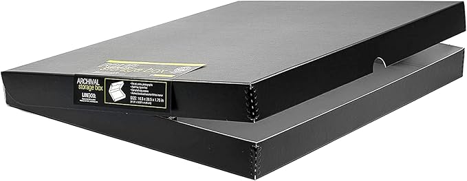 Lineco 16x20 Black Clamshell Archival Folio Storage Box, 1.75" Deep. Acid-Free by Lineco