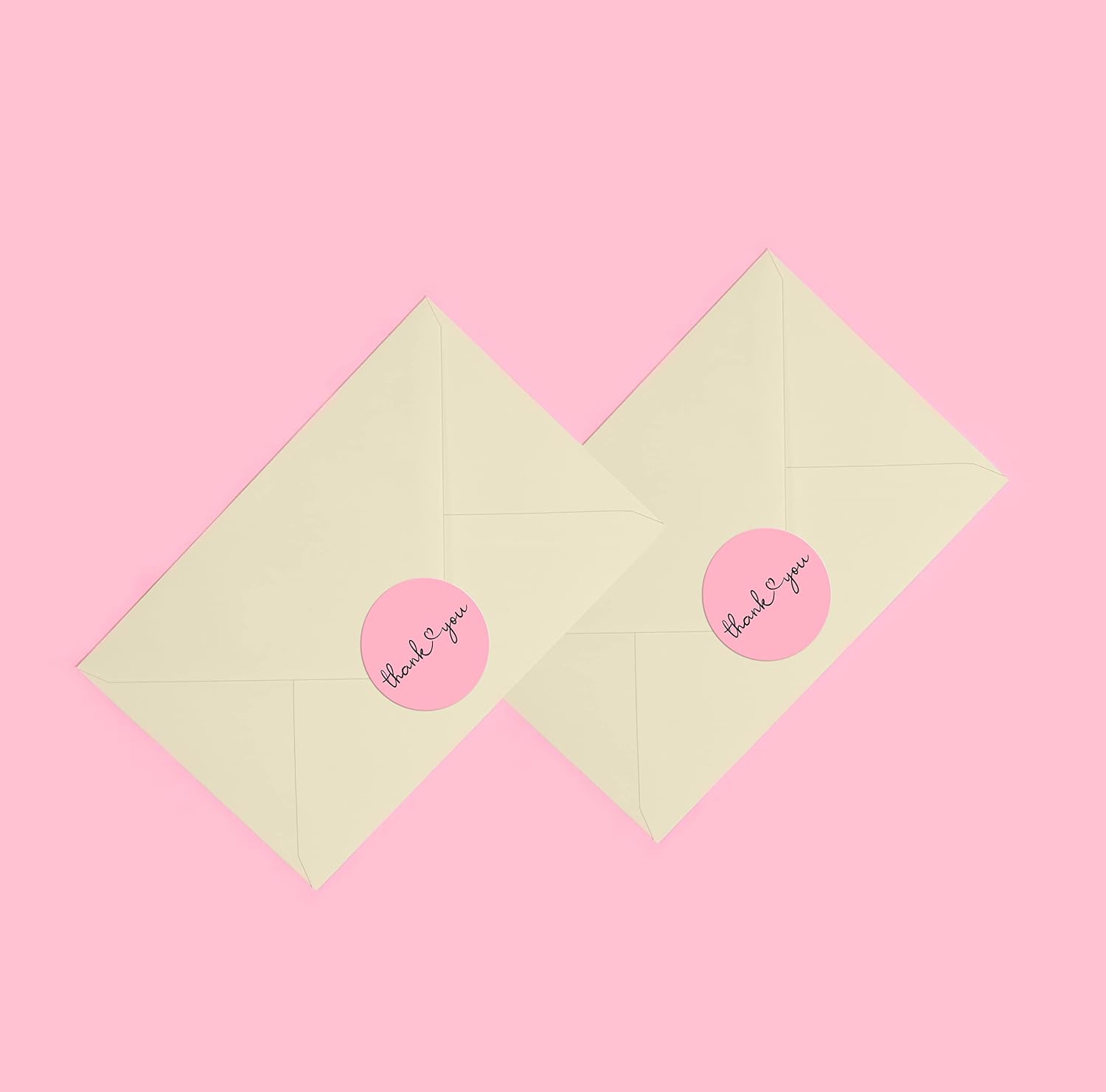 1.5 inches 500 Pink Thank You Stickers || Dispenser Box | Unique Desing Thank You Stickers Roll | Great for Thank You Cards, Wedding Favors, Birthday, Baby Shower, Mailing Bags.