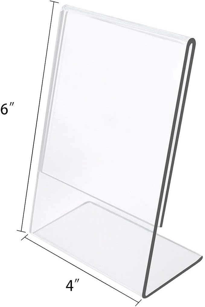 NIUBEE 6Pack Slant Back Acrylic Sign Holder 4x6 inches, Desktop Flyer Holder - Image 2