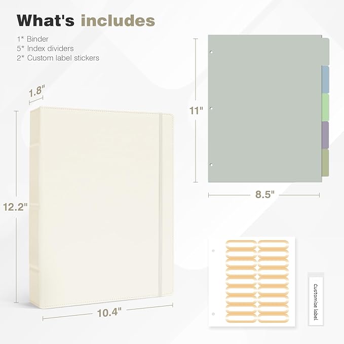 Ospelelf Vintage Hardcover 3 Ring 1 inch Leather Binder, Professional Binders - Image 2