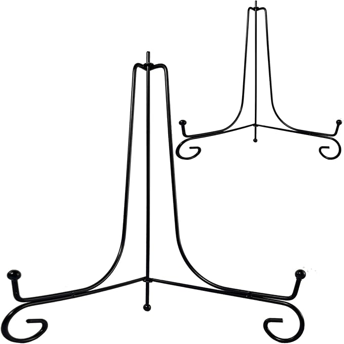 HENABLE 2PCS Premium Black Iron Plate Stands by HENABLE