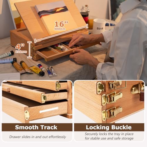djar portable tabletop easel for painting with 3 on a desk or shelf